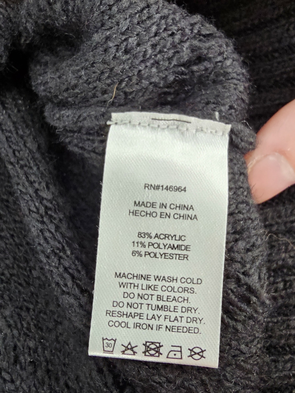 Black cable knit lace ruffle sweater - Picture 8 of 9